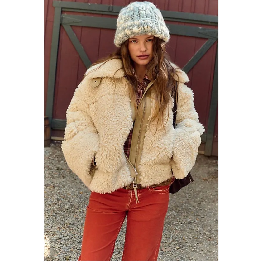 Free People Jolie Oversized Teddy Jacket Medium New